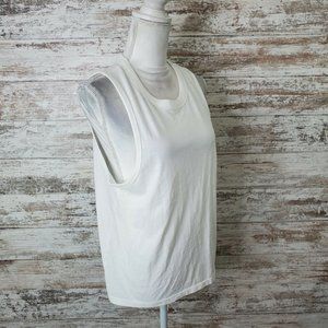 Madewell White Sleeveless Crew Neck Blouse Size L